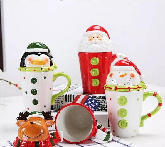 Miniatura: HOMIE New Christmas cup Ceramic Coffee Mug 3D Santa Claus Creative Cartoon Milk