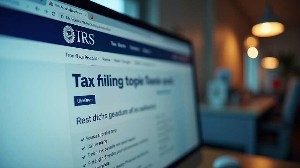 Close-up view of a computer screen displaying IRS tax filing software