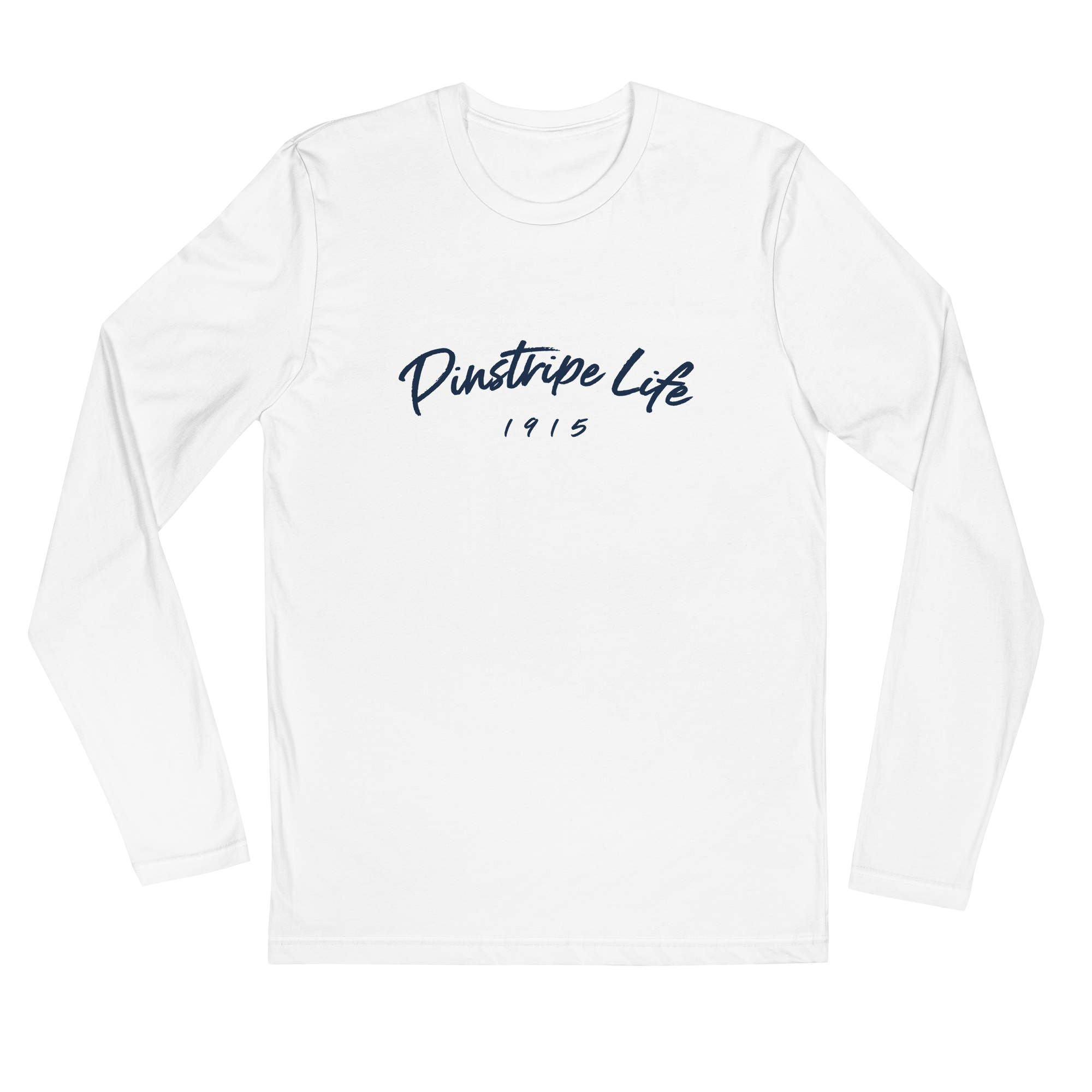 Men's White Long Sleeve Fitted Crew