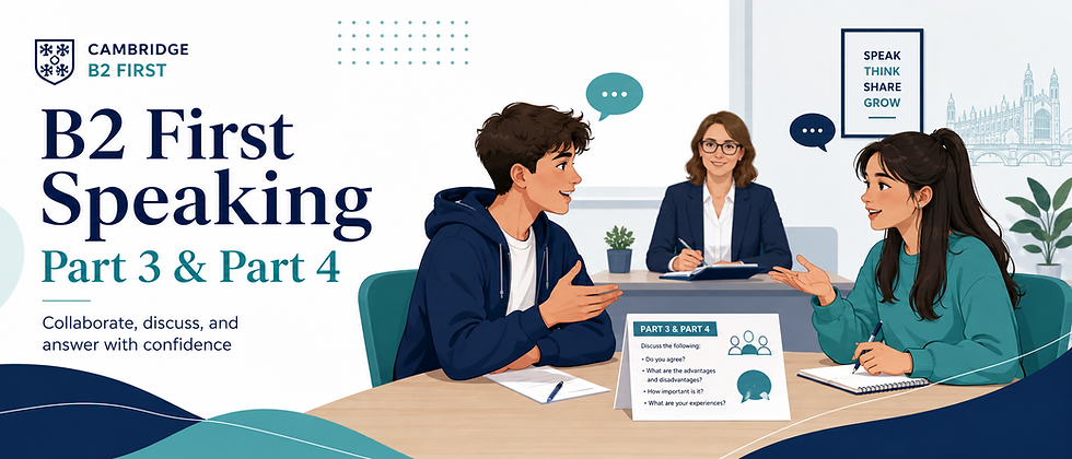 How to do B2 First Speaking Part 3 and Part 4