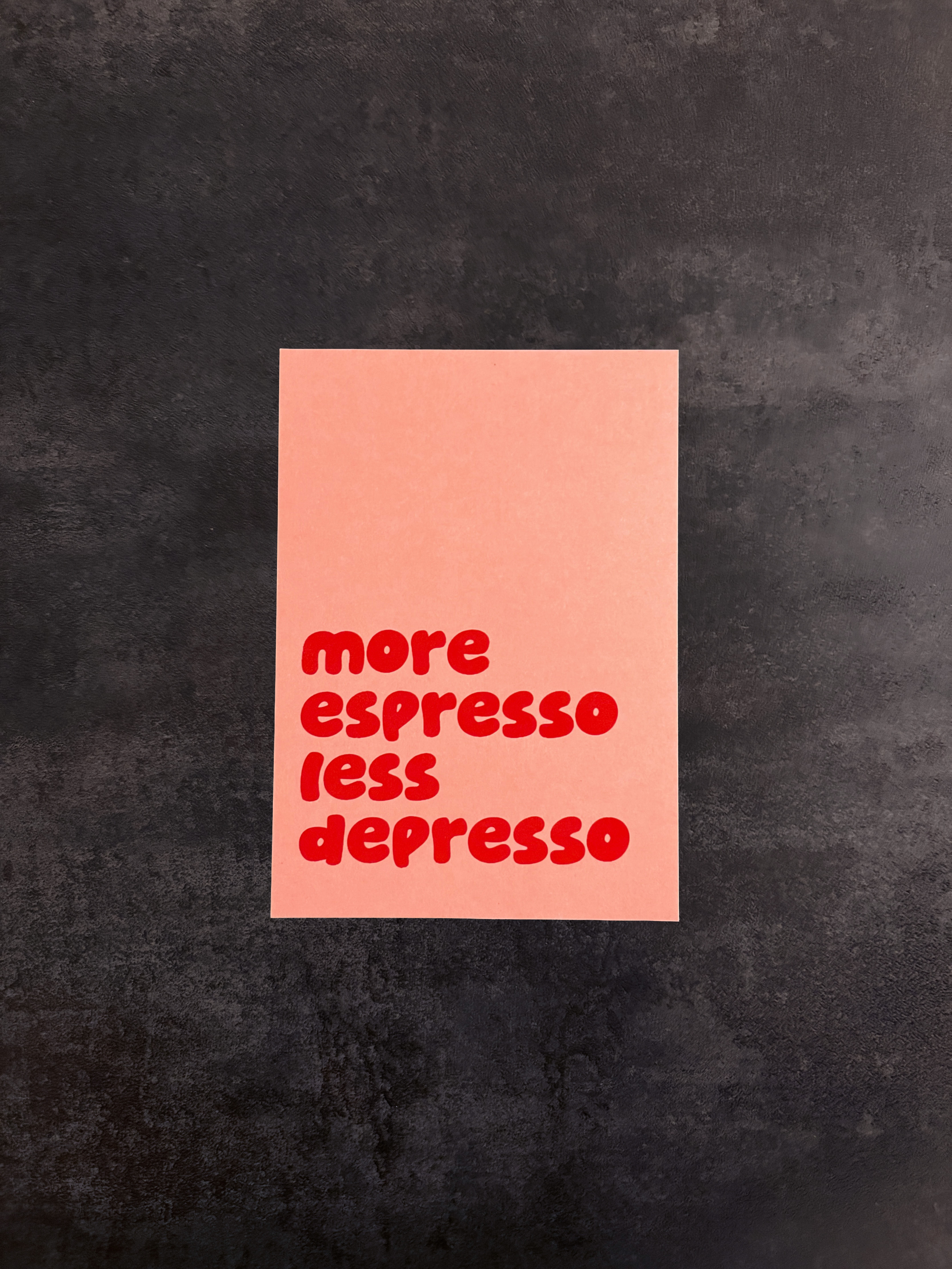 more espresso Postkarte Rosa- Siebdruck handgemacht