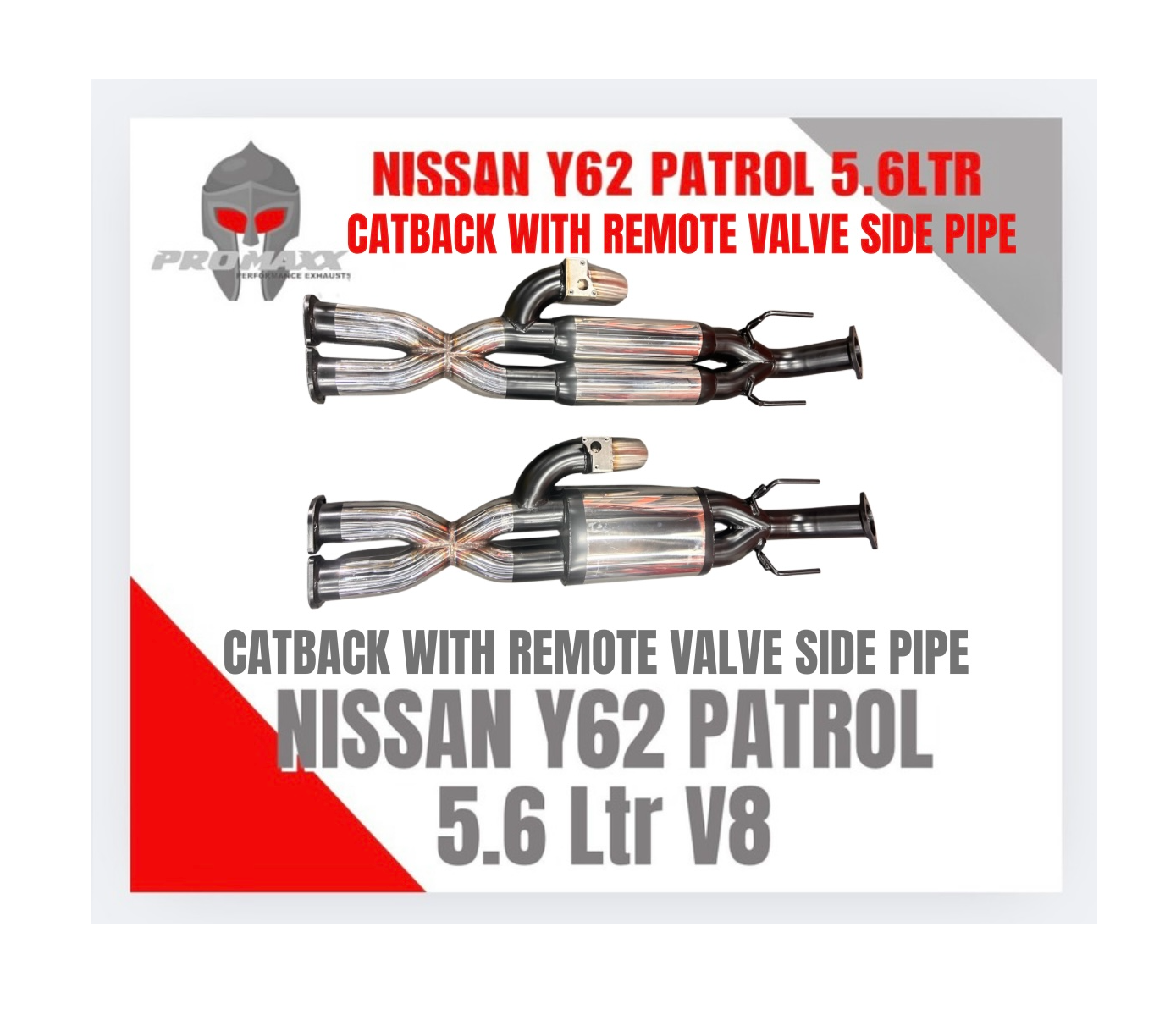 NISSAN PATROL Y62 V8 5.6LTR 2013+CATBACK with REMOTE VALVE SIDE PIPE