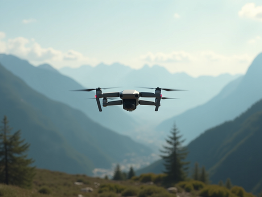 A drone capturing a breathtaking aerial view of a lush green valley