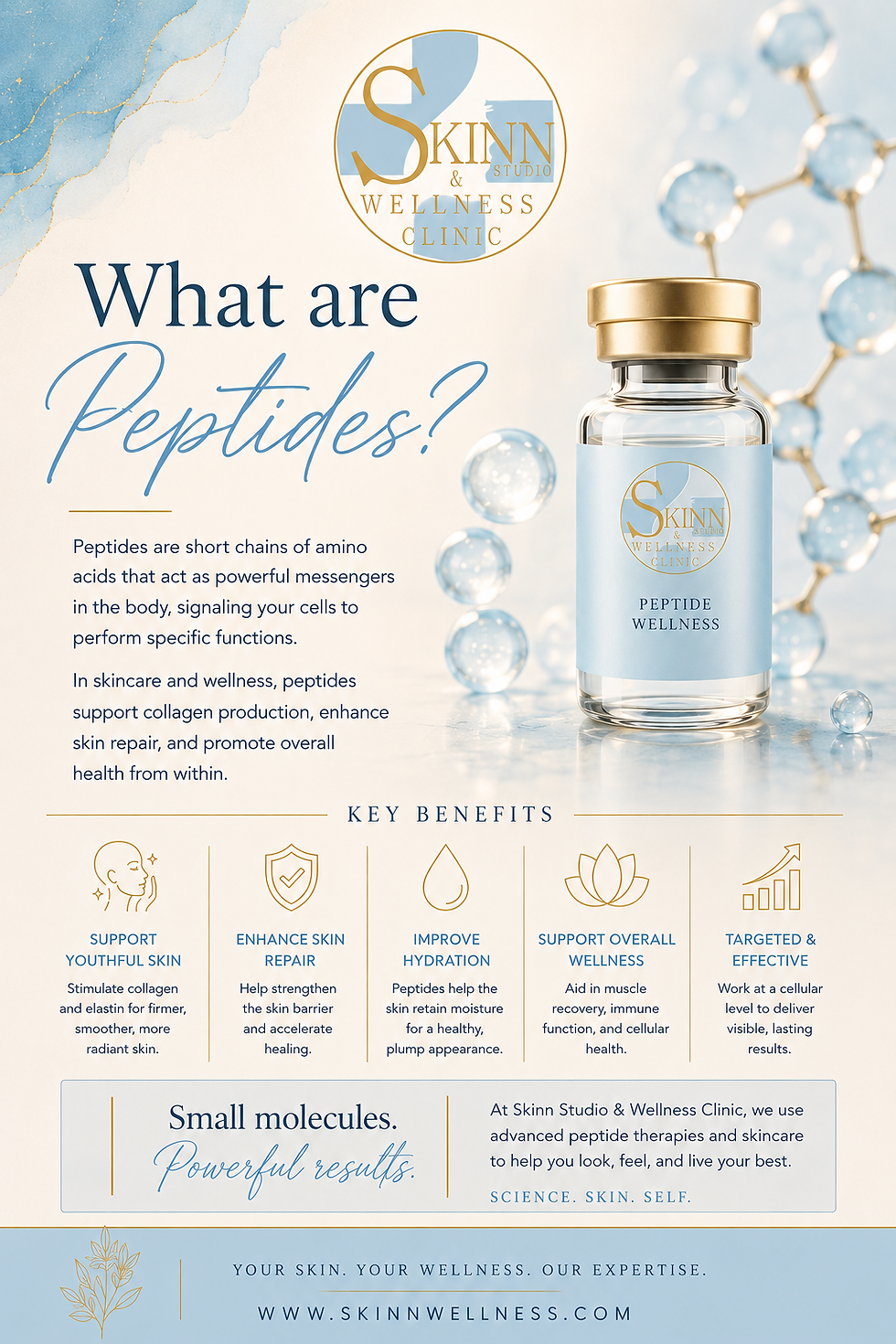     Peptides are short chains of amino acids that help cells communicate.