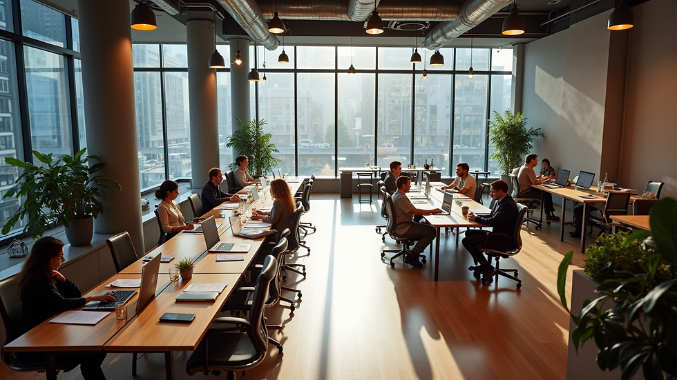 High angle view of a thriving coworking space