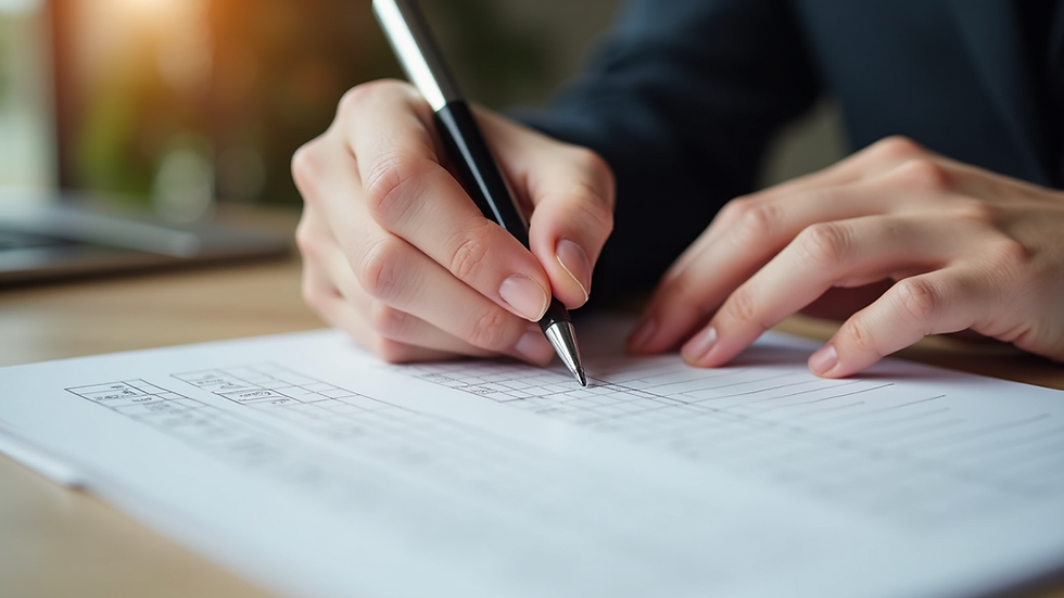 Close-up view of a planner’s hands writing on an event checklist