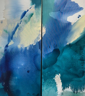 Rewilding, Dyptich, oil and mixed media on canvas, 60 x 36