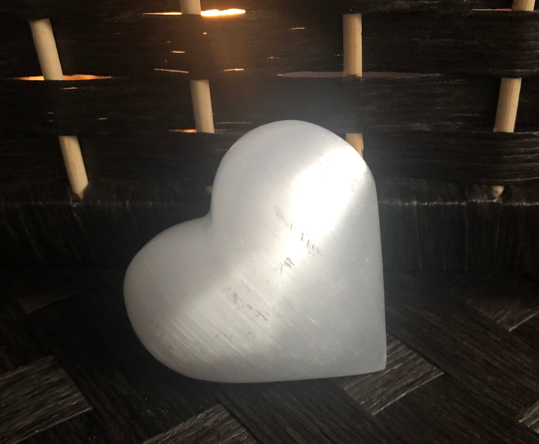 Selenite Heart- Puffy