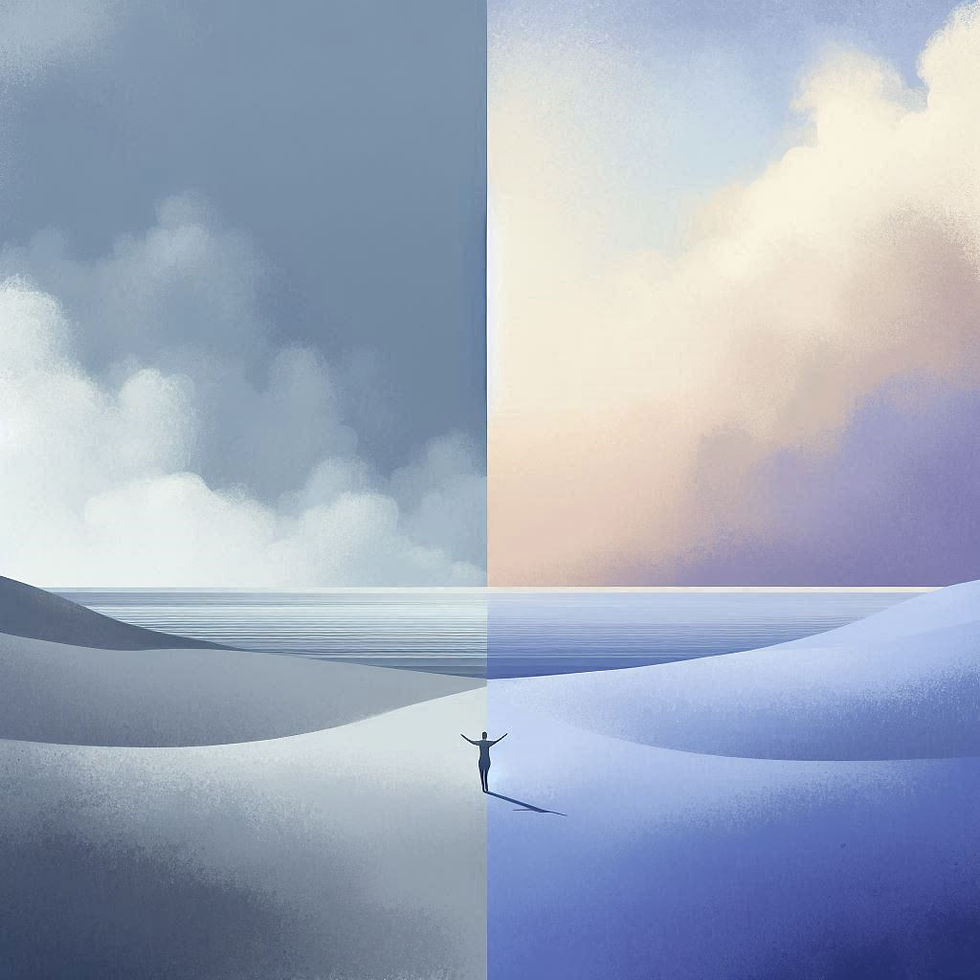 une silhouette humaine, debout, les bras ouverts vers le ciel. Cette personne représente l'âme qui aspire à un travail aligné avec ses valeurs profondes. Elle est prête à quitter un environnement toxique pour trouver un épanouissement professionnel.