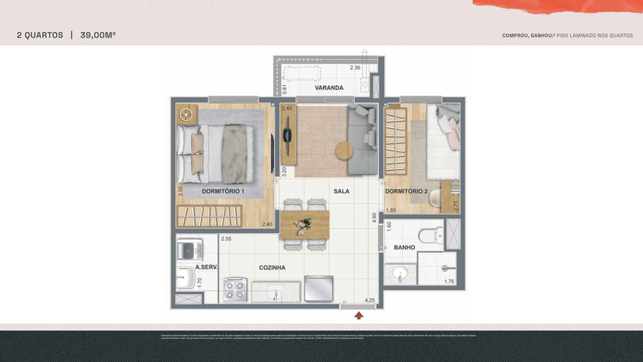 Planta 2 Quartos Pixinguinha Residencial Porto Maravilha