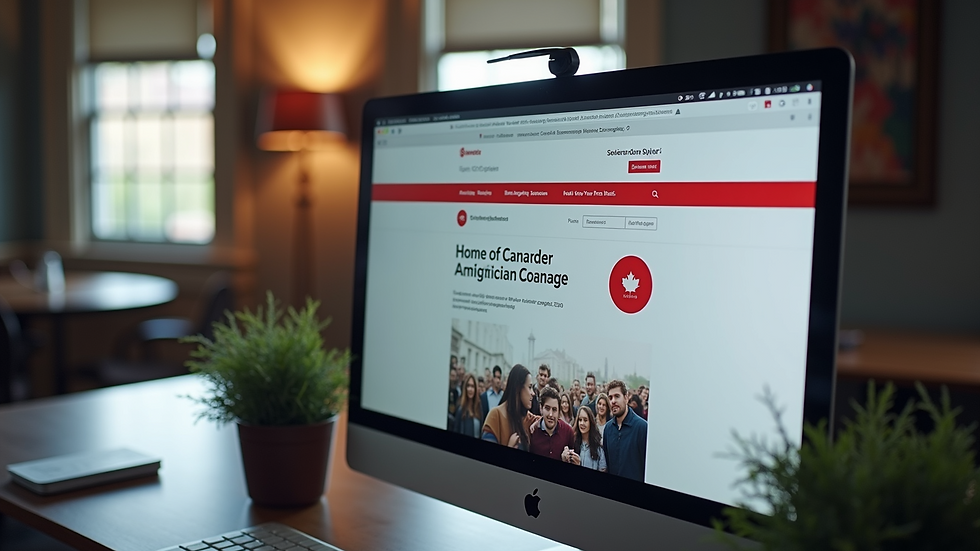 Close-up view of computer screen showing Canadian immigration website
