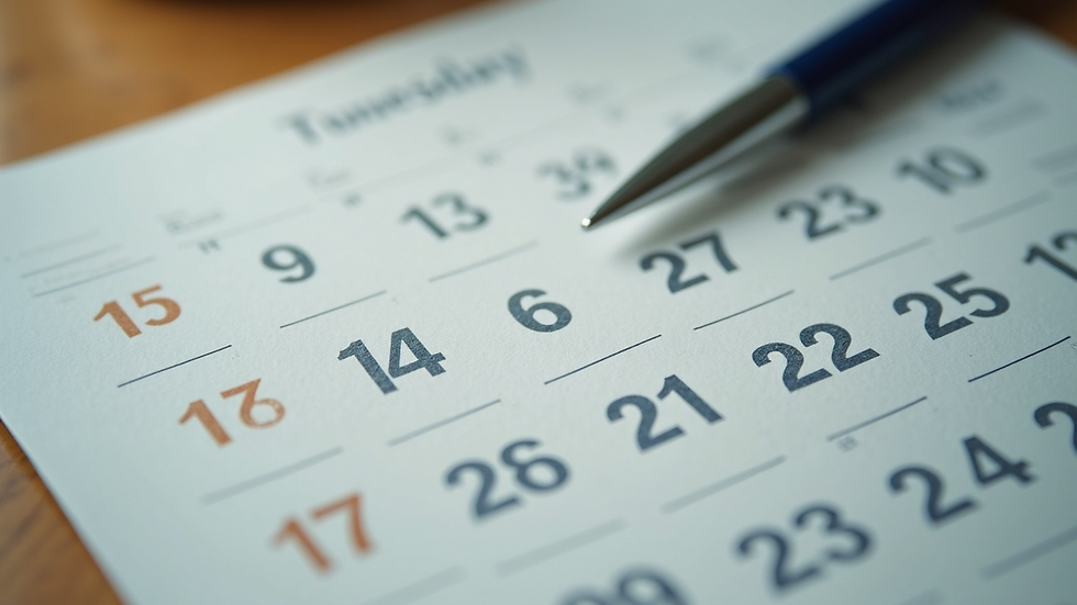 High angle view of a calendar with marked dates