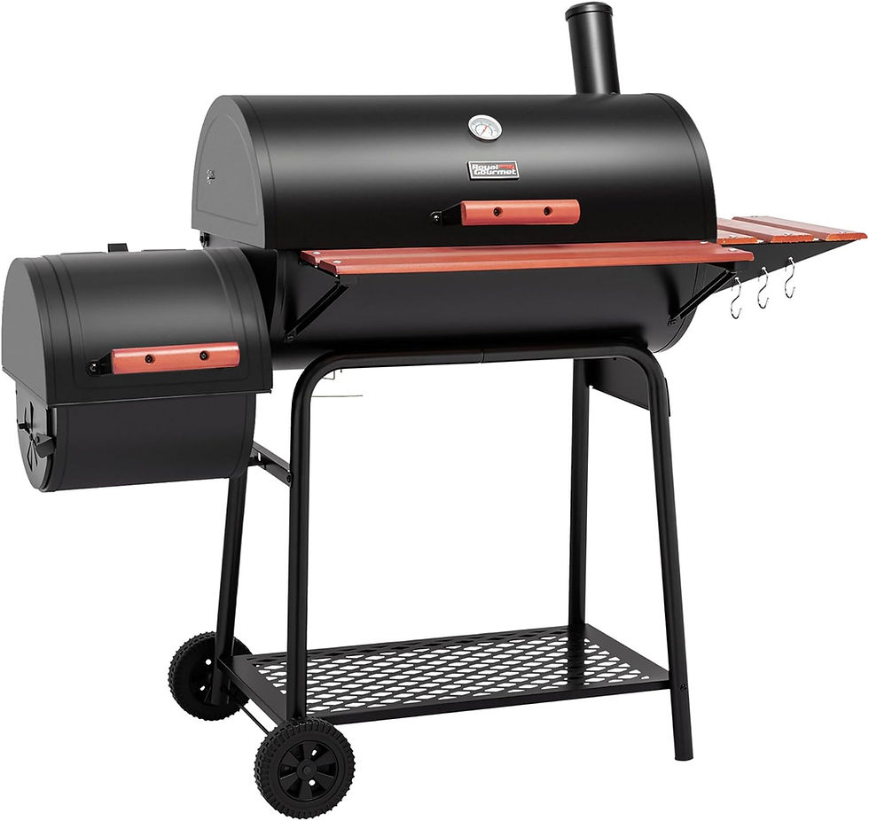 Royal Gourmet CC1830W Barbacoa de Barril de 30" con Mesa Lateral - 627 Sq. In. Ideal para Patio y Fiestas al Aire Libre, en Negro