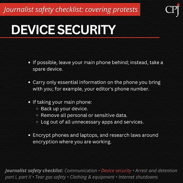 CPJ Protest Safety - 2 device security