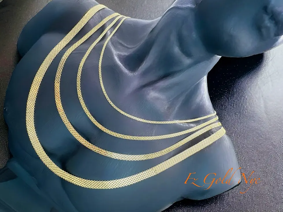 Thumbnail: 10K Solid Real Gold Bismarck Chain Necklace - 10K Yellow Gold Snake Bizmark