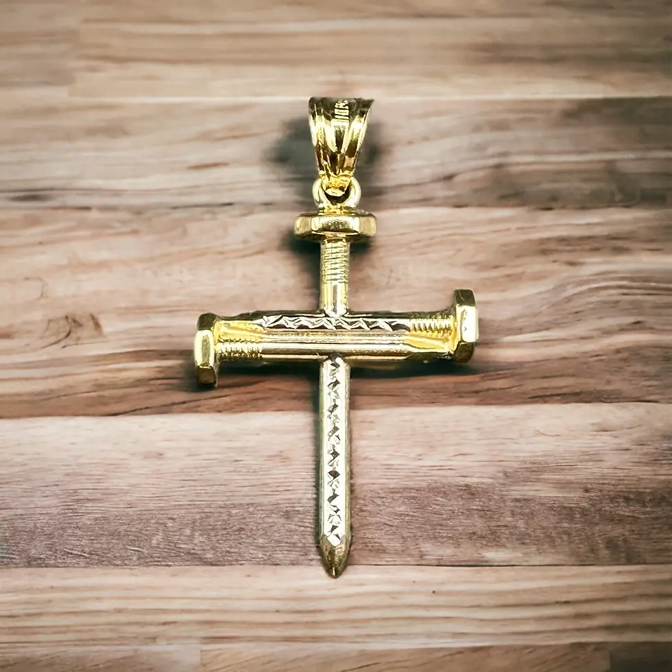 Thumbnail: fz gold 14K Real Gold -Nail Cross Pendant for Necklace- Religious Christian Jewelry
