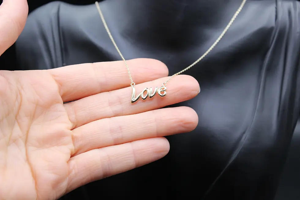 Thumbnail: 14K Real Gold Love Pendant Necklace,Real Yellow Gold Love Charm- for Woman
