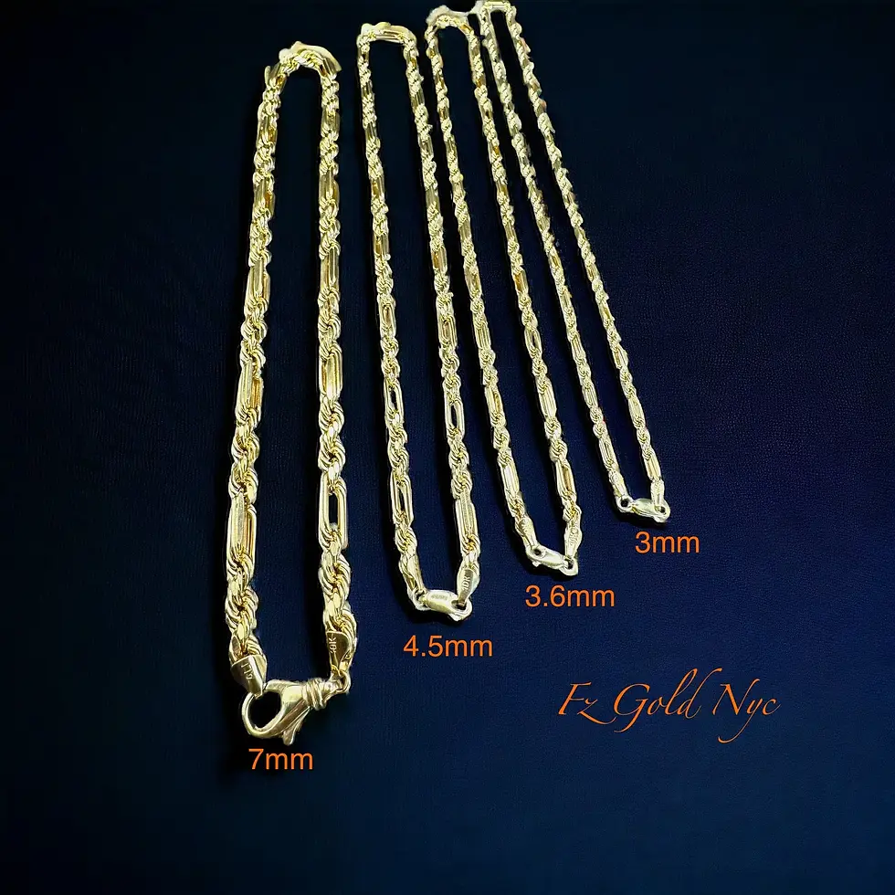 Thumbnail: 10K Real Gold Milano Figarope Link Chain Necklace - 10K Diamond Cut Chain