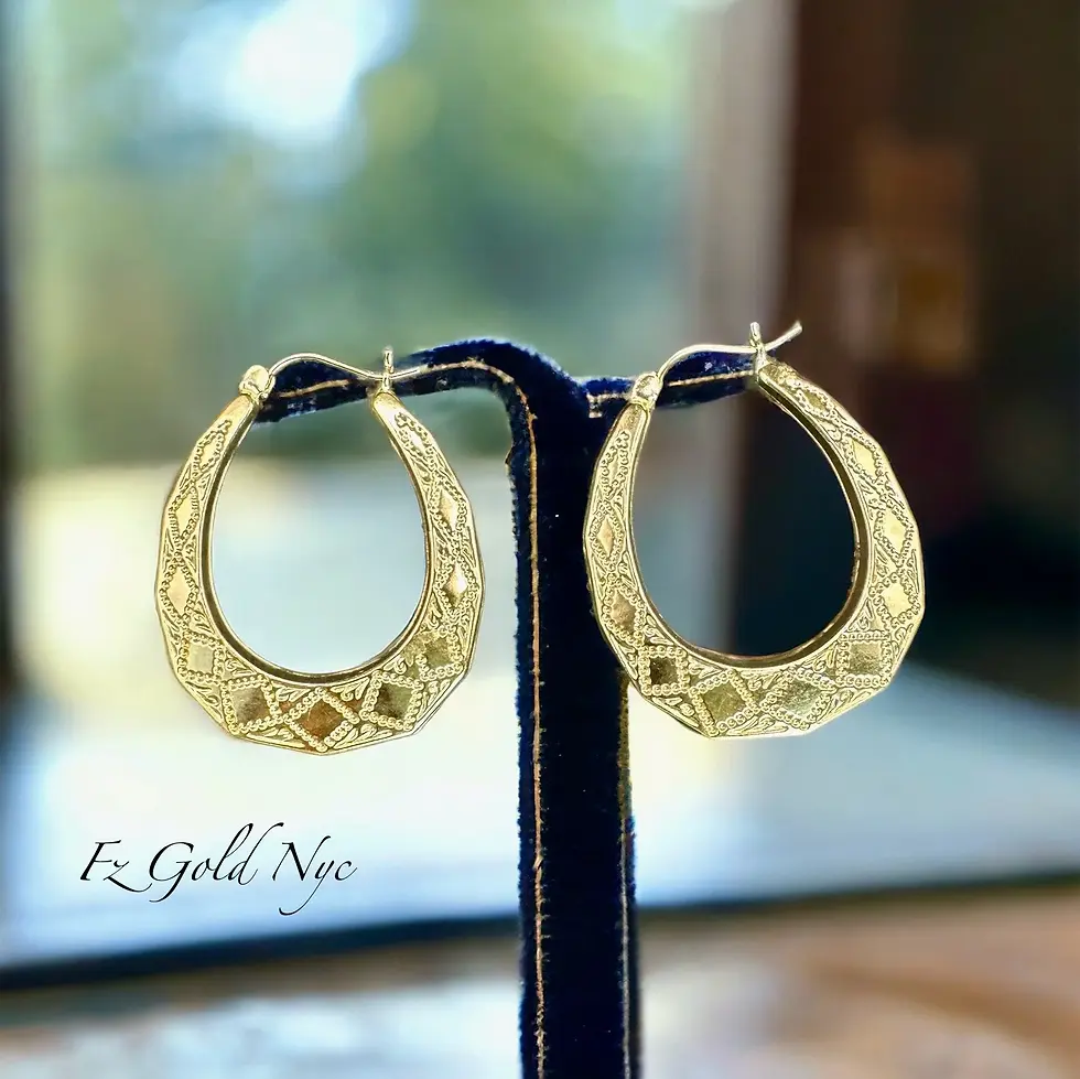 Thumbnail: 10K Real Gold Graduated Satin Hoop Earrings - Diamond Cut Hoop Earrings