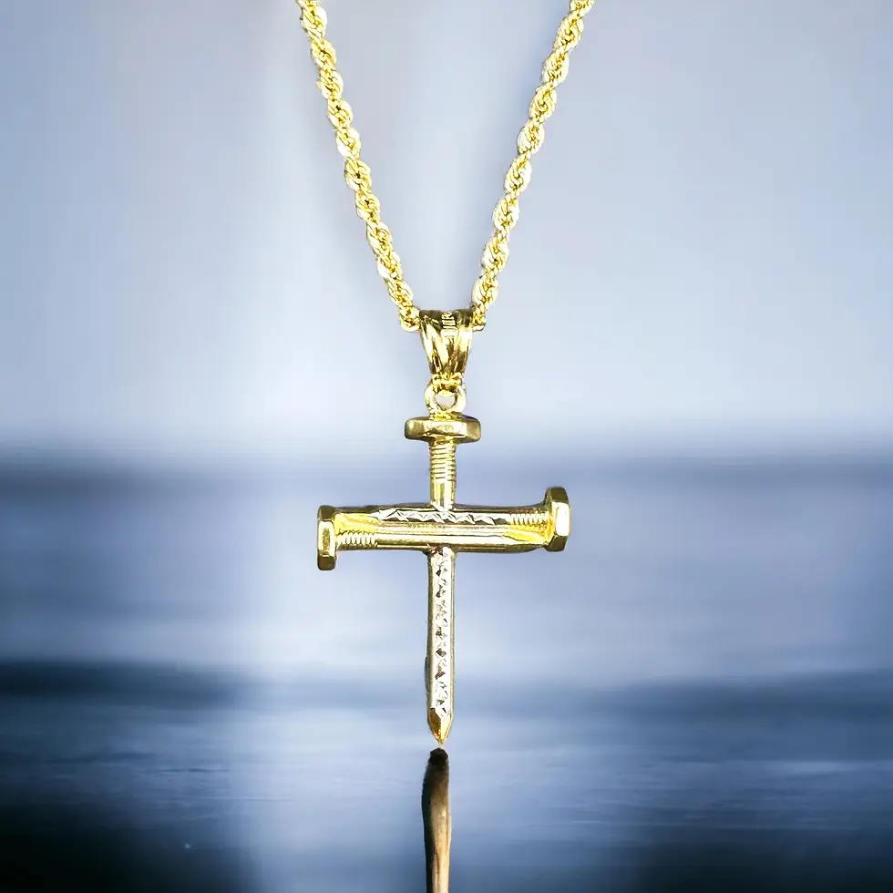 Thumbnail: fz gold 14K Real Gold -Nail Cross Pendant for Necklace- Religious Christian Jewelry
