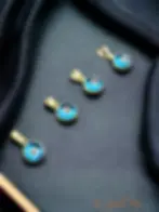 14K Real Gold Evil Eye Pendant -Ocean Blue