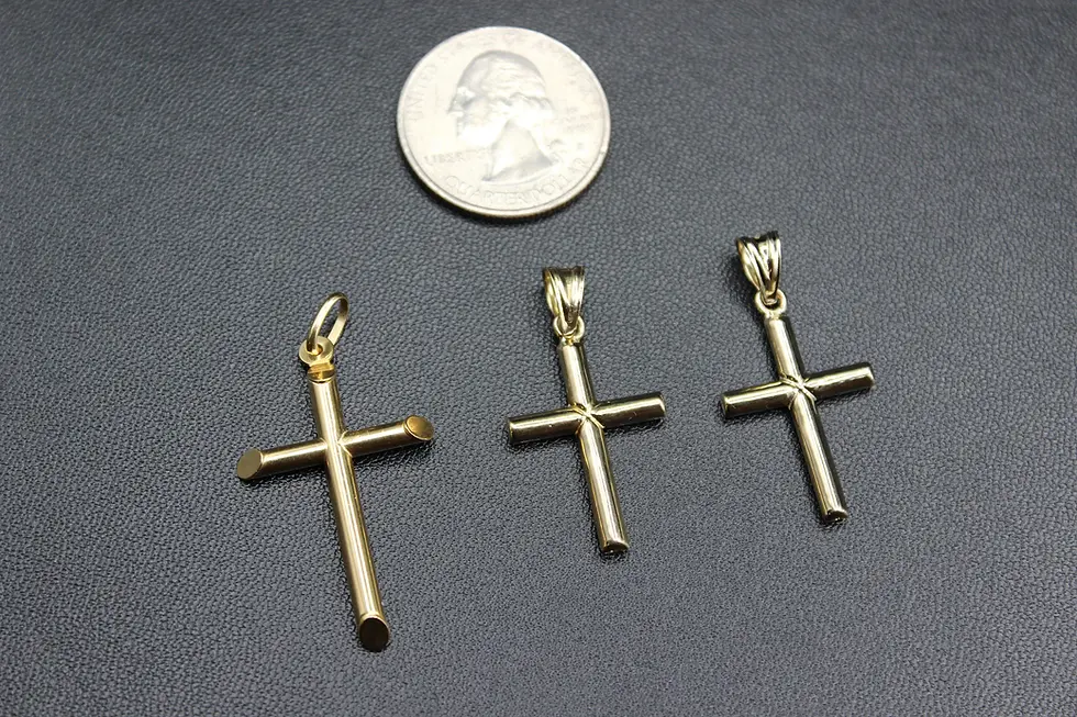 Thumbnail: fz gold 14K Real Gold - Cross Pendant Plain - Crucifix Pendant - for Women and Men