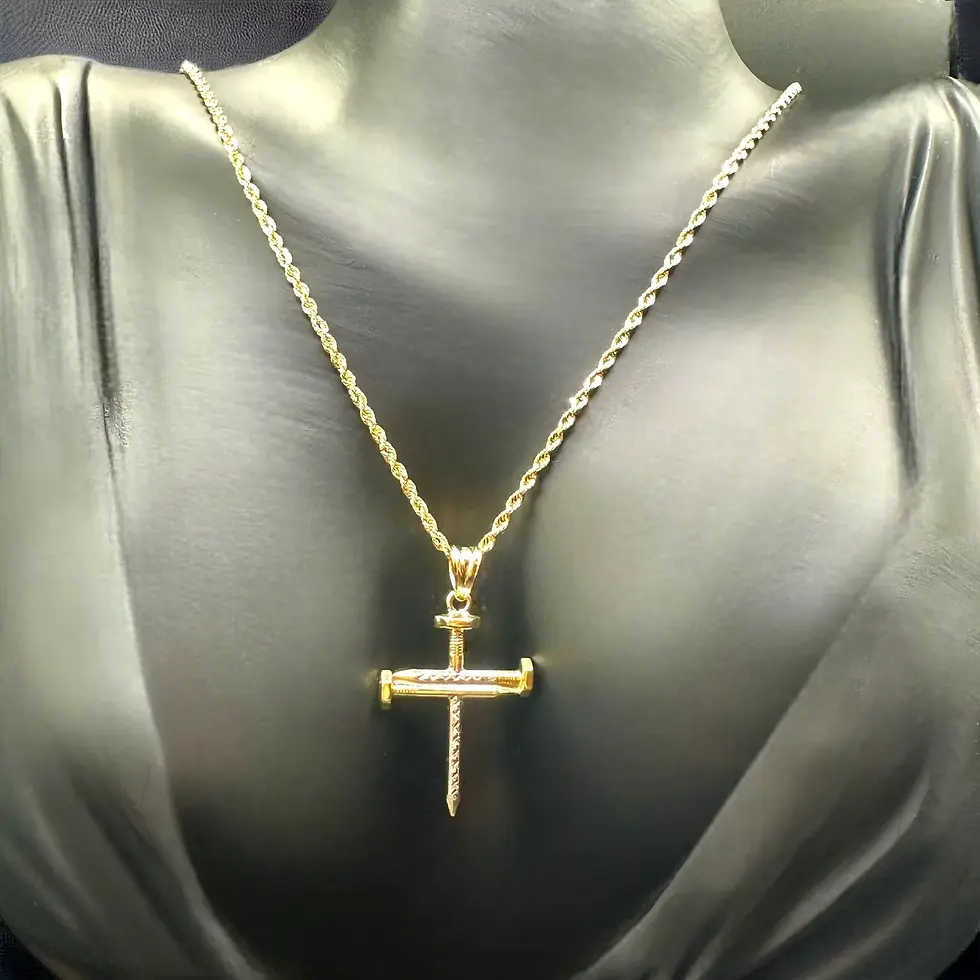 Thumbnail: fz gold 14K Real Gold -Nail Cross Pendant for Necklace- Religious Christian Jewelry