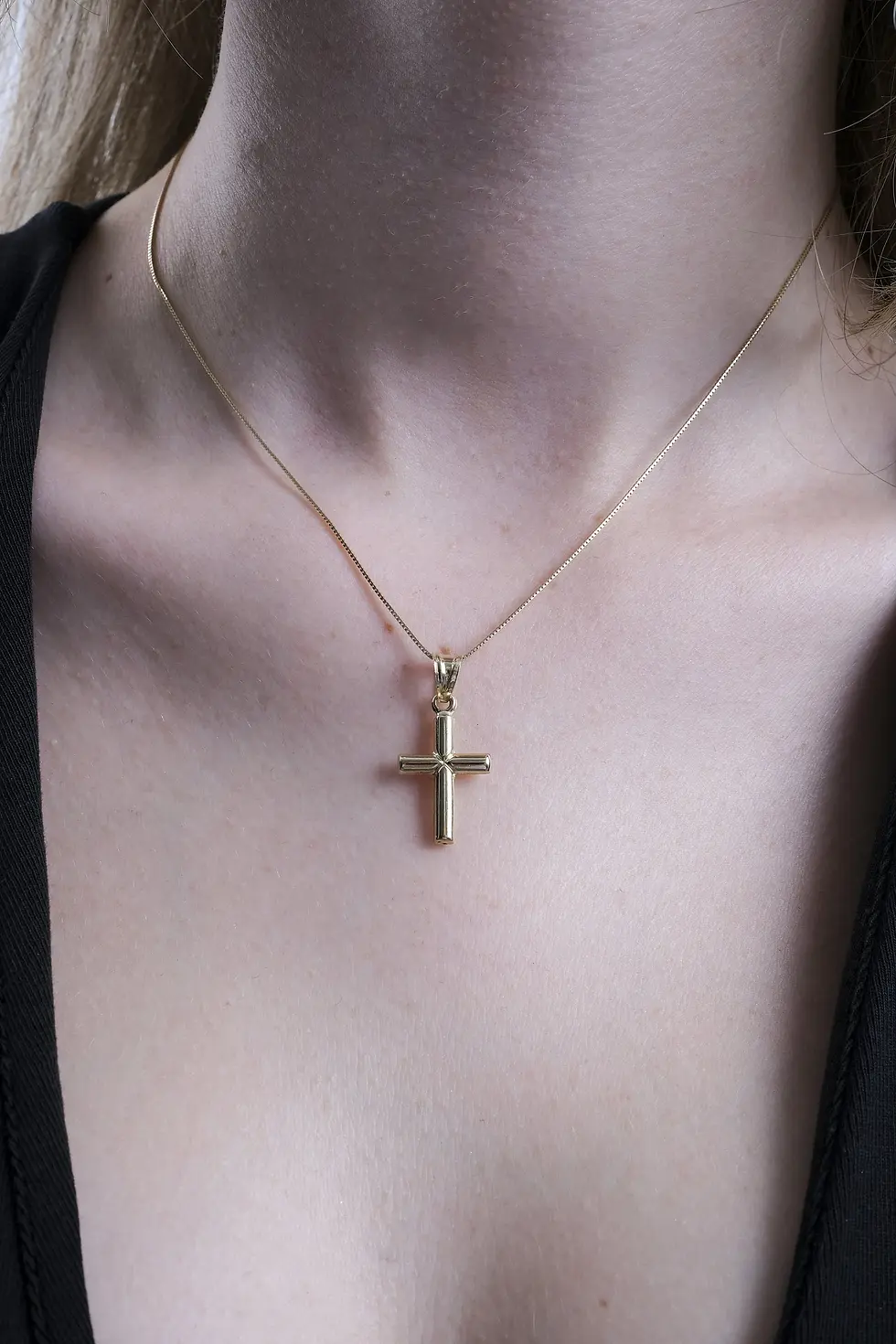 fz gold 14K Real Gold - Cross Pendant Plain - Crucifix Pendant - for Women and Men