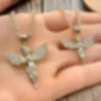 fzgold - 14K Solid Gold - Baby Angel Pendant - CZ Stone Diamond Charm -Real Yellow Gold