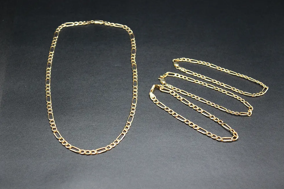 Thumbnail: 14K Real Gold Figaro Chain Necklace Thick Link Chain, Gold Figaro Chain