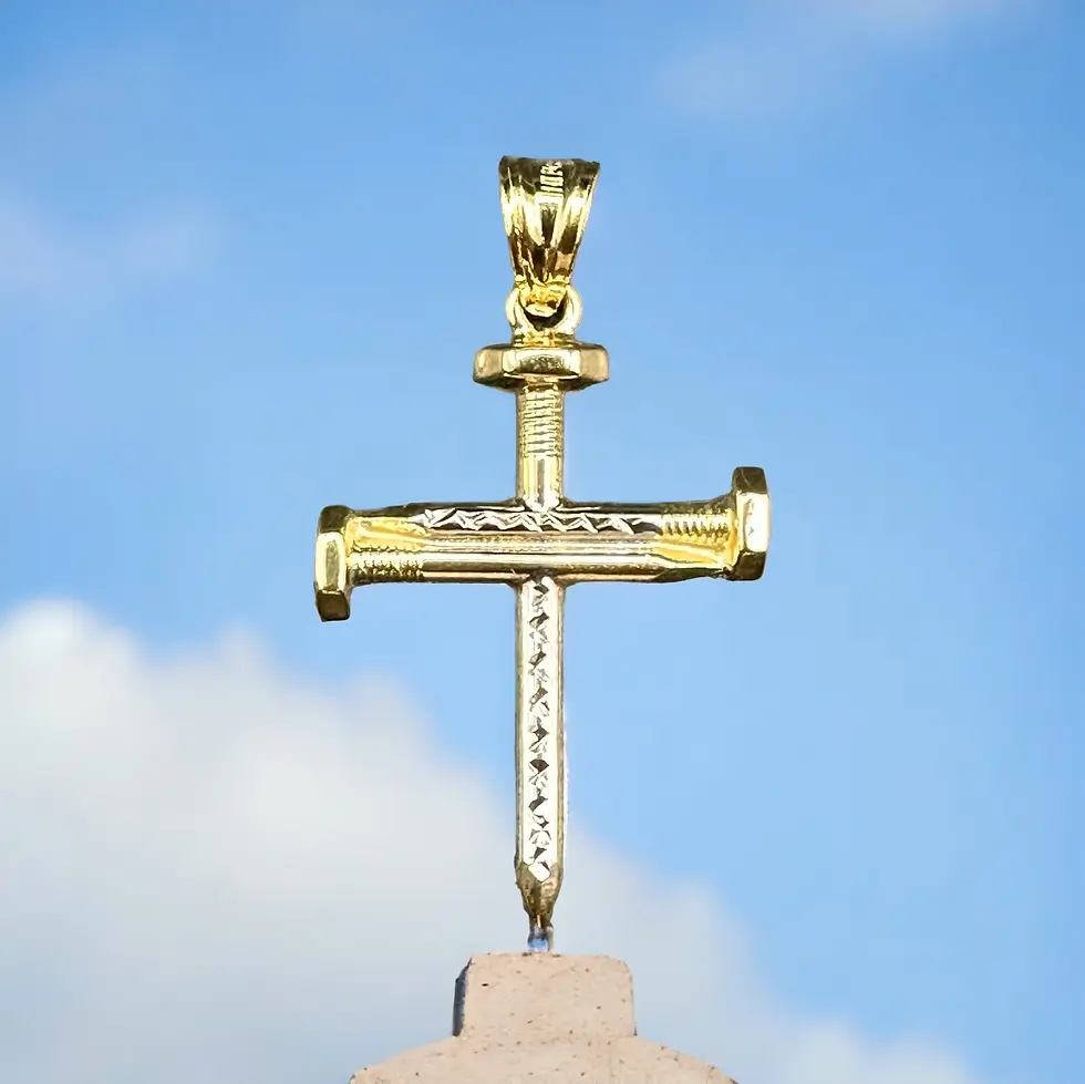 Thumbnail: fz gold 14K Real Gold -Nail Cross Pendant for Necklace- Religious Christian Jewelry