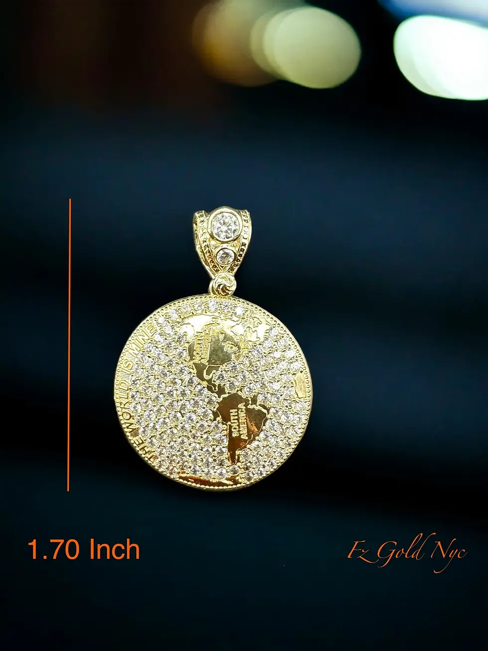Thumbnail: fz gold 14K Solid Gold- Diamond Globe Charm Pendant