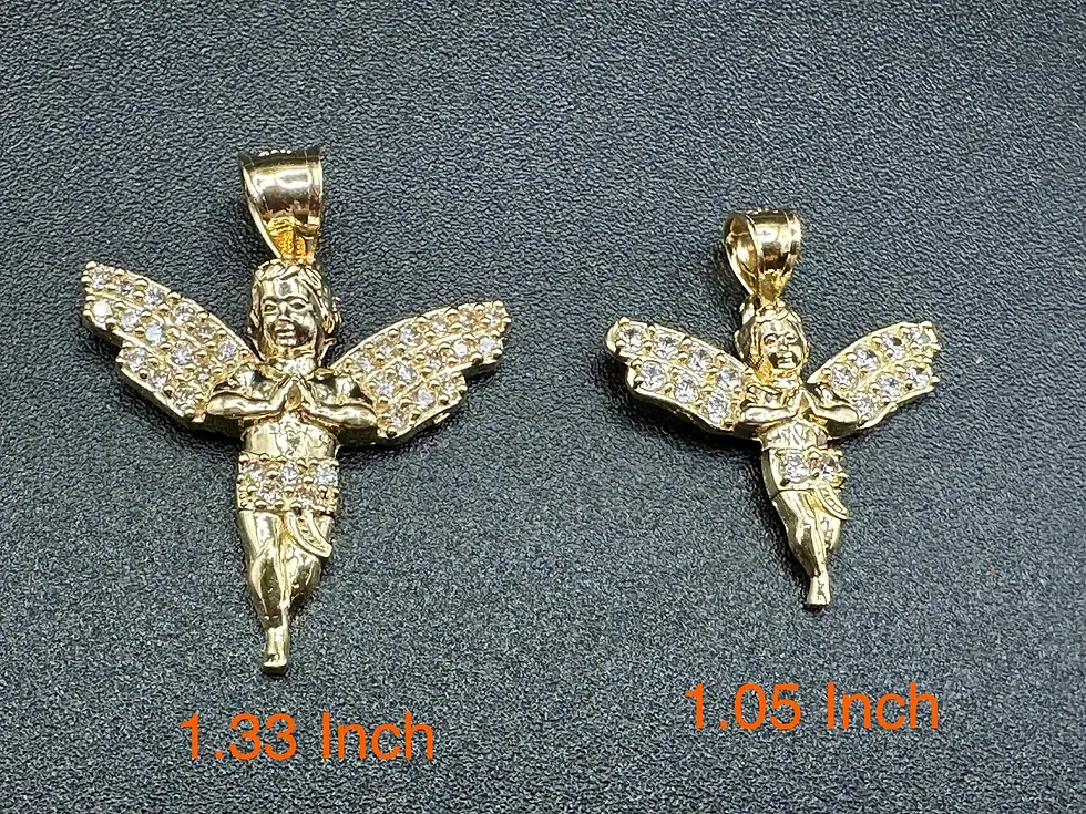 Thumbnail: fzgold - 14K Solid Gold - Baby Angel Pendant - CZ Stone Diamond Charm -Real Yellow Gold