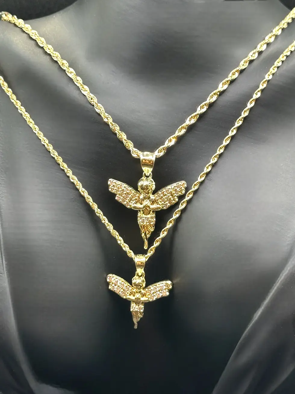 Thumbnail: fzgold - 14K Solid Gold - Baby Angel Pendant - CZ Stone Diamond Charm -Real Yellow Gold