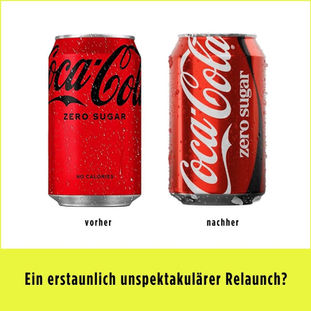 Verpackungsdesign von Coca-Cola nach dem Relaunch: Konsequente Stärkung der Distinctive Brand Assets für mehr Wiedererkennbarkeit und ein konsistentes Designsystem.