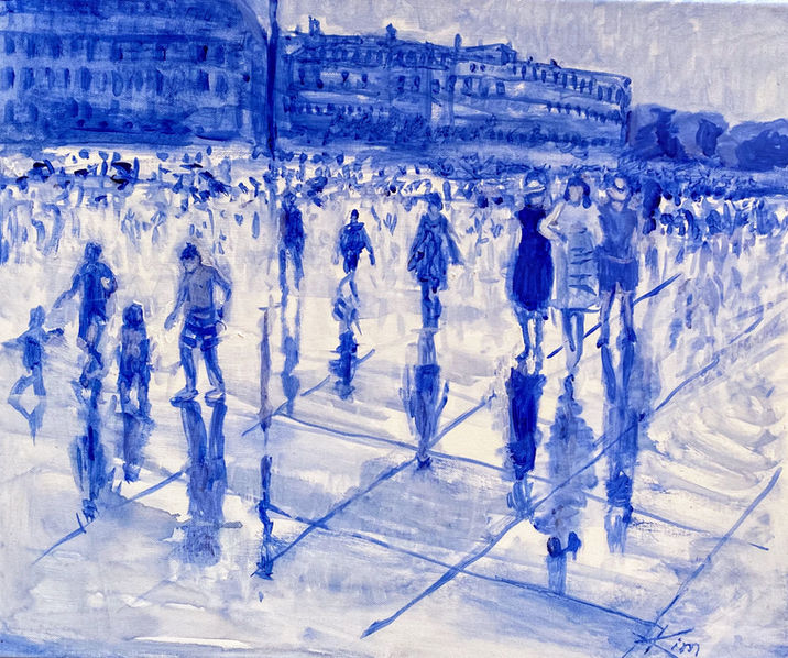 Le miroir d'eau de Bordeaux. Painting by Kim Weissenborn.