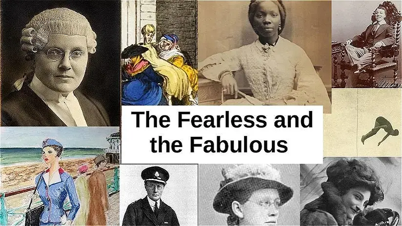 A collage of diverse individuals in historical attire with the text "The Fearless and the Fabulous" in the center, suggesting inspiration.