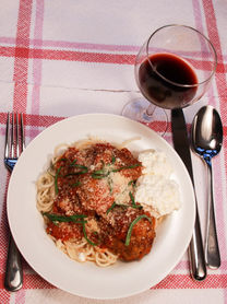 overhead shot of a delicious pasta dish 