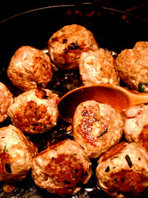 top view shot of cooking meatballs 