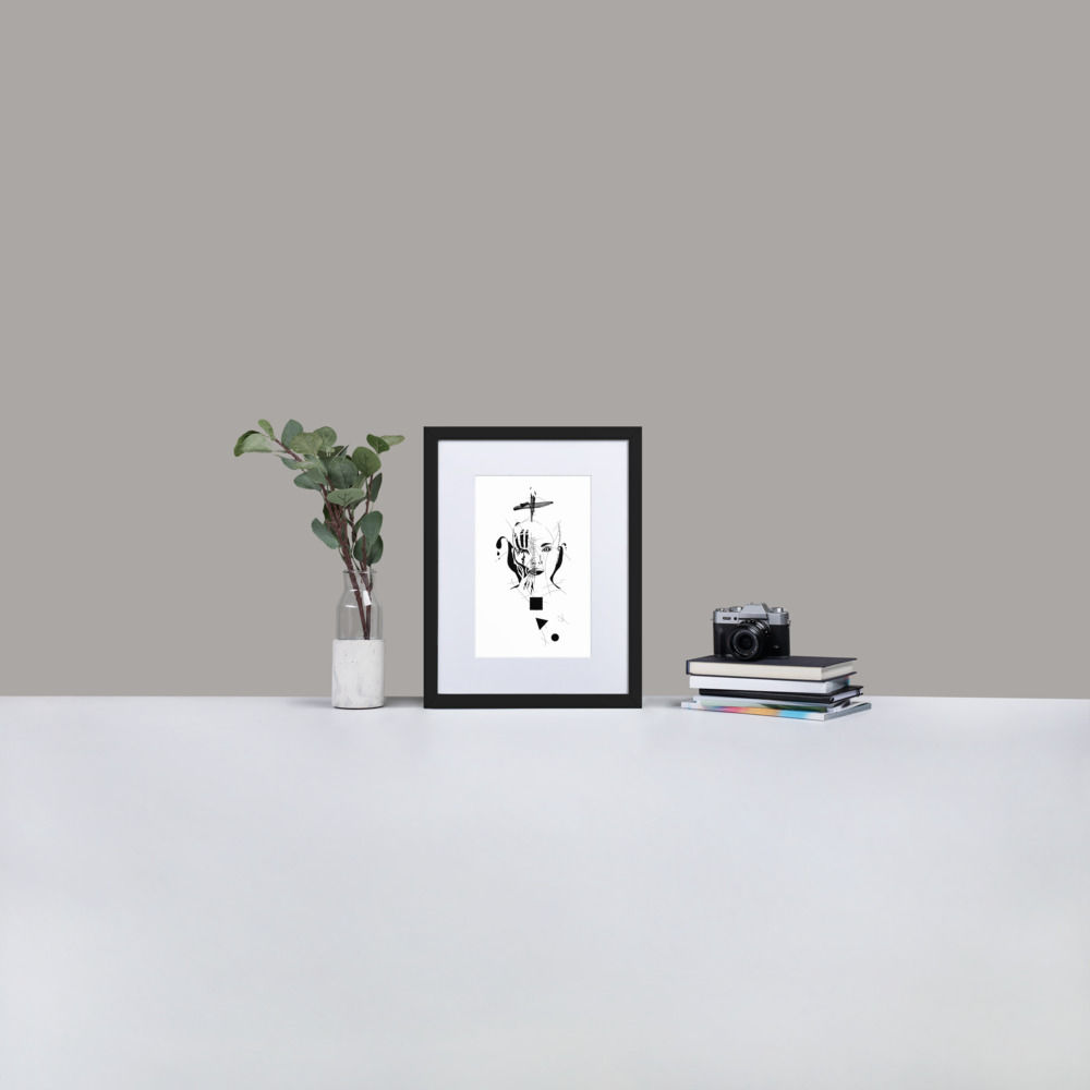 Matte Paper Framed Poster With Mat - Spider woman B&W design