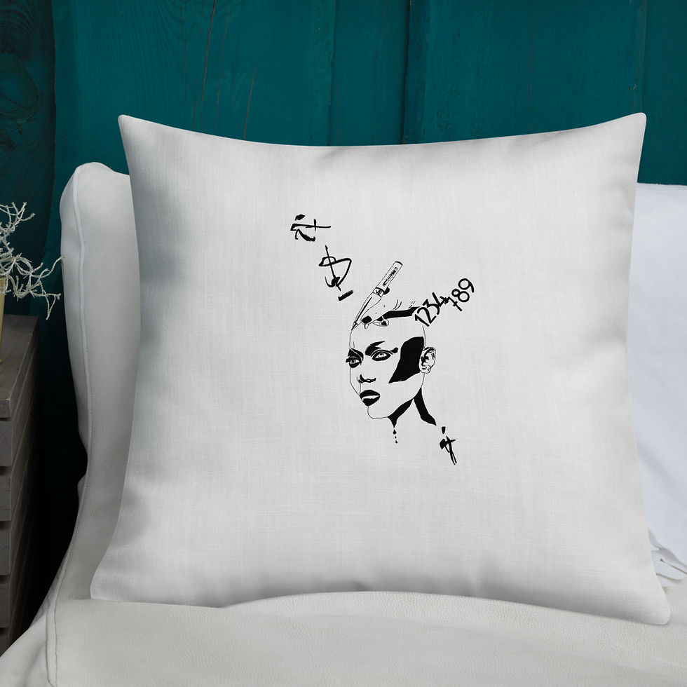 Thumbnail: Premium Pillow - Strong woman B&W design