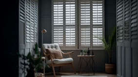 Affordable plantation shutters installed in a modern Australian living room