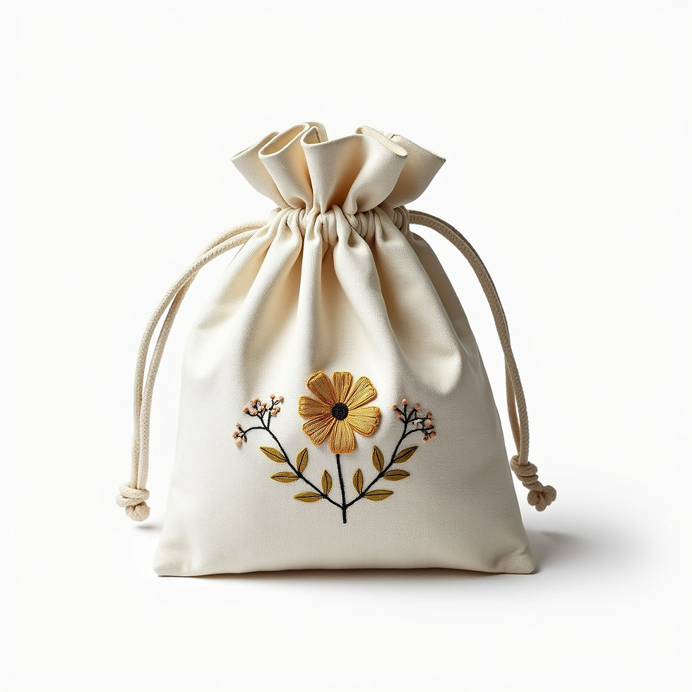 Embroidered Linen Pouch