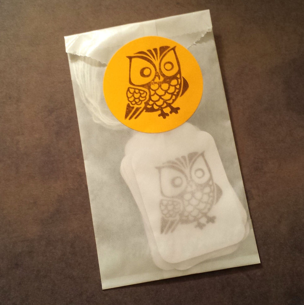 Thumbnail: Sticker Brown Owl Handstamped Orange Fall Envelope Seal Set of 15