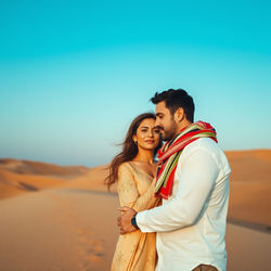 romantic couple in the sahara desert