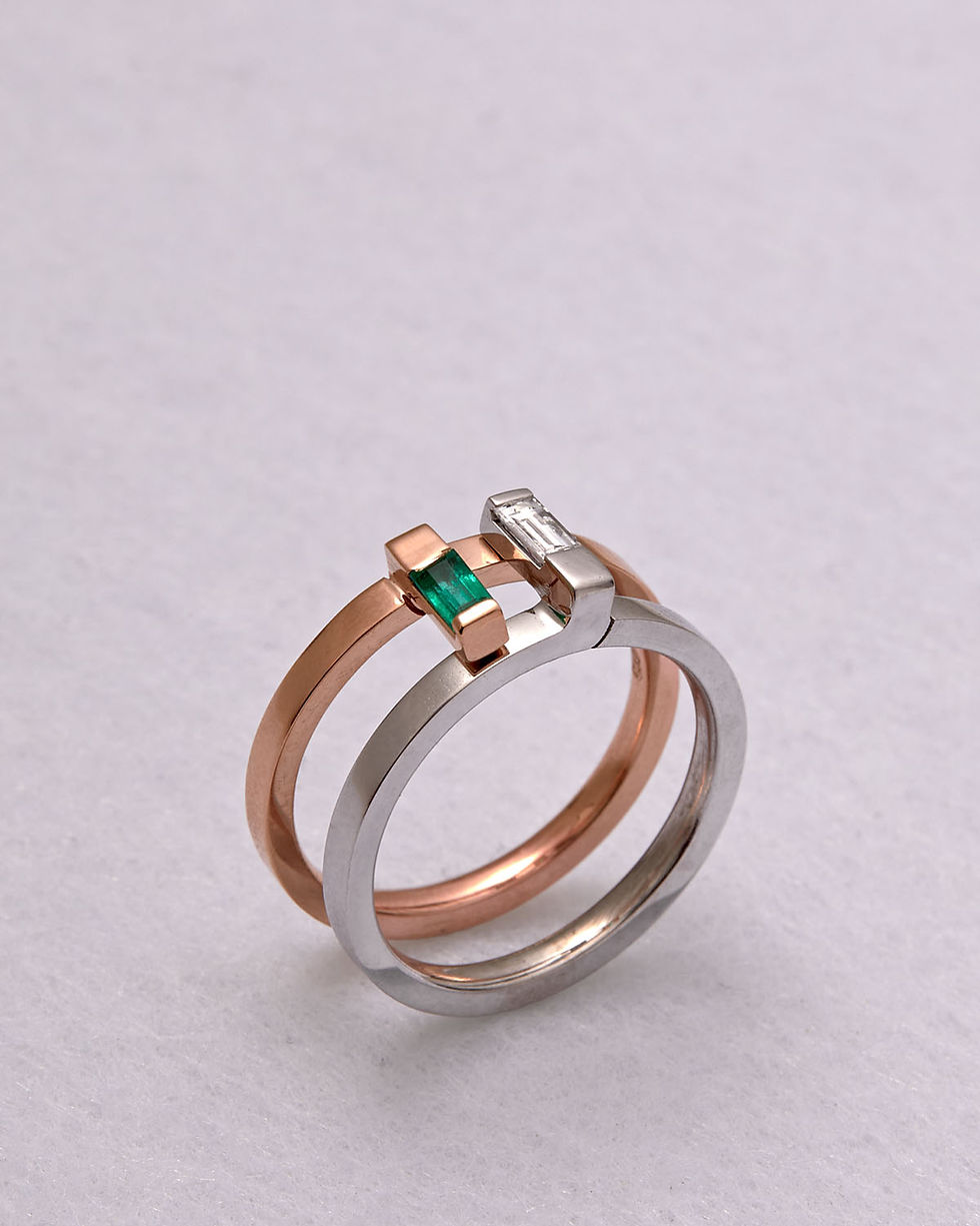 Thumbnail: 'Crossing Paths' ring in 18k white gold & diamond