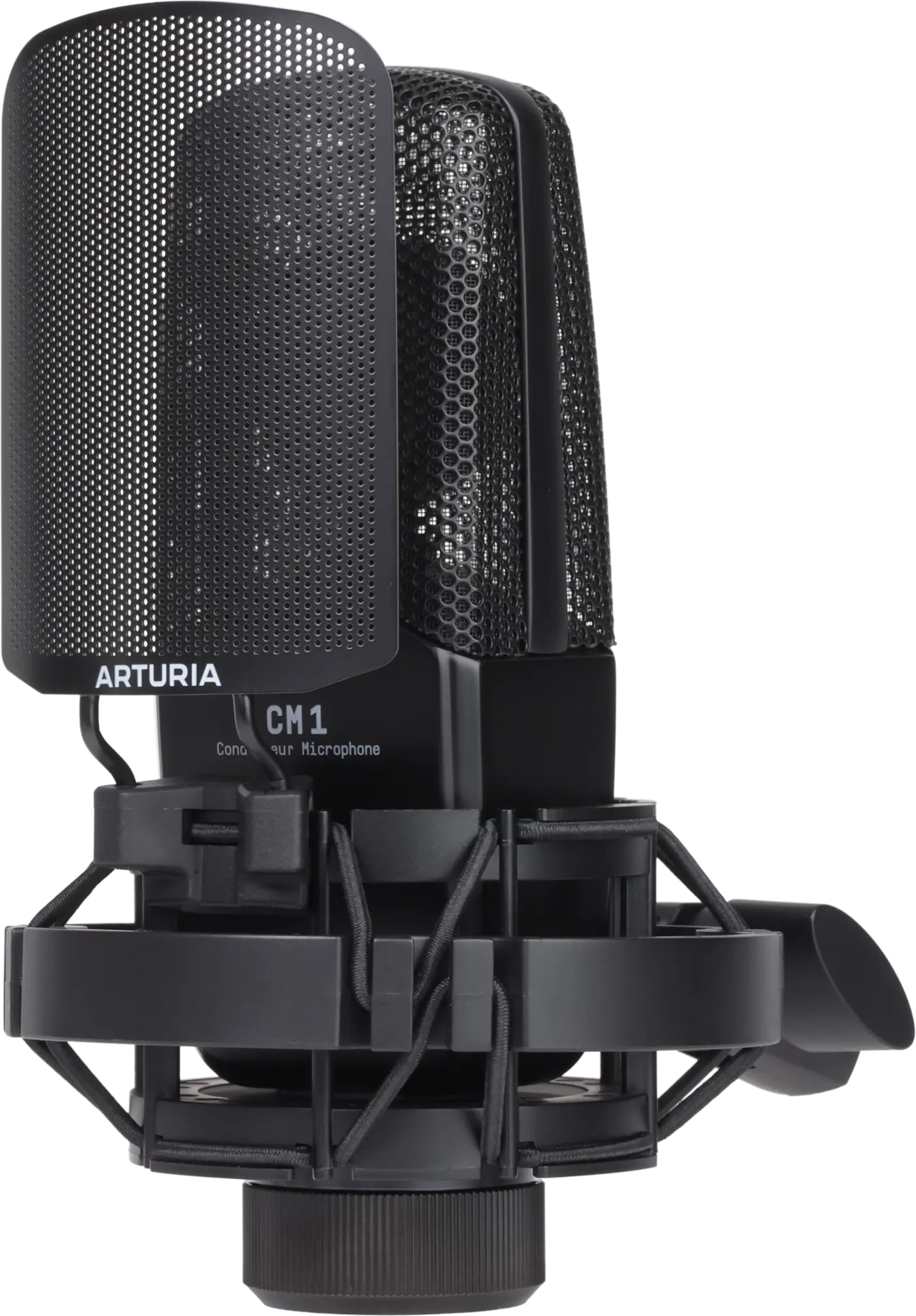 CM1 Cardioid Microphone paired with a metal pop filter, ideal for vocal recording.