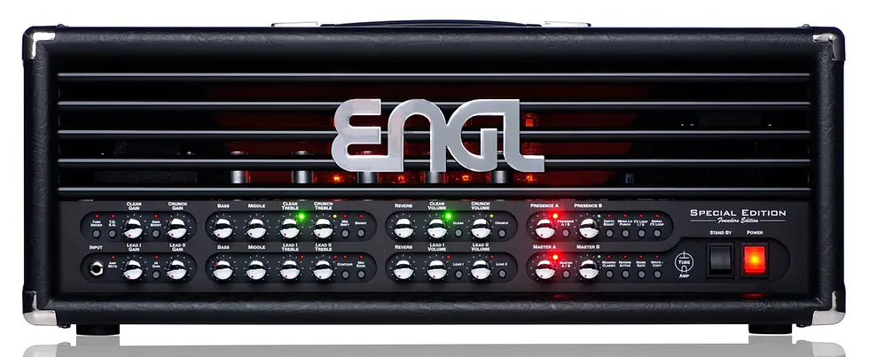 ENGL Founders Edition E670FE tube amp head, showcasing its sleek design and modern features
