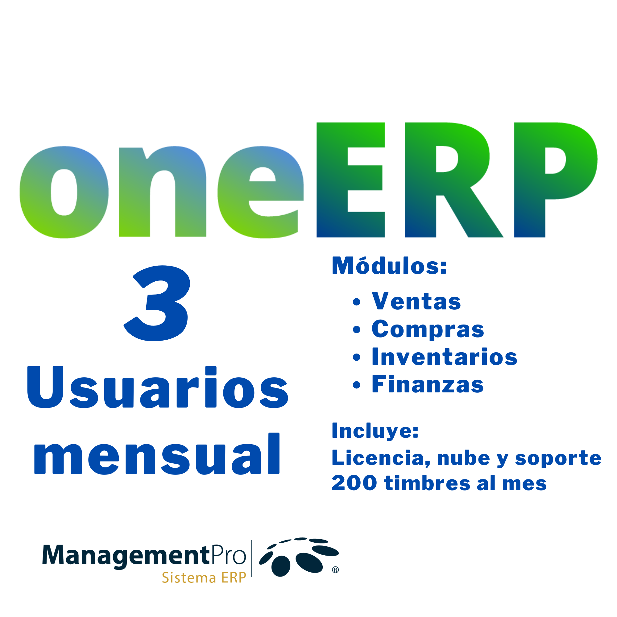 Plan oneERP - 3 usuarios por mes