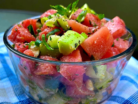 Healthy Recipe, Watermelon-Cucumber Salad with Feta and Mint